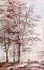 Trees Canvas Paintings - Landscape with Tall Trees